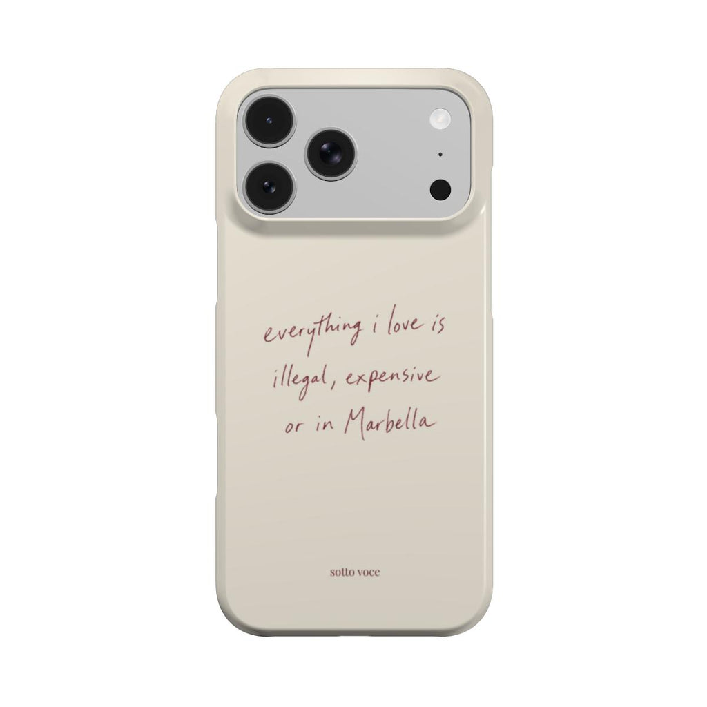 Snap Phone Case - Illegal, Expensive or in Marbella (cream)