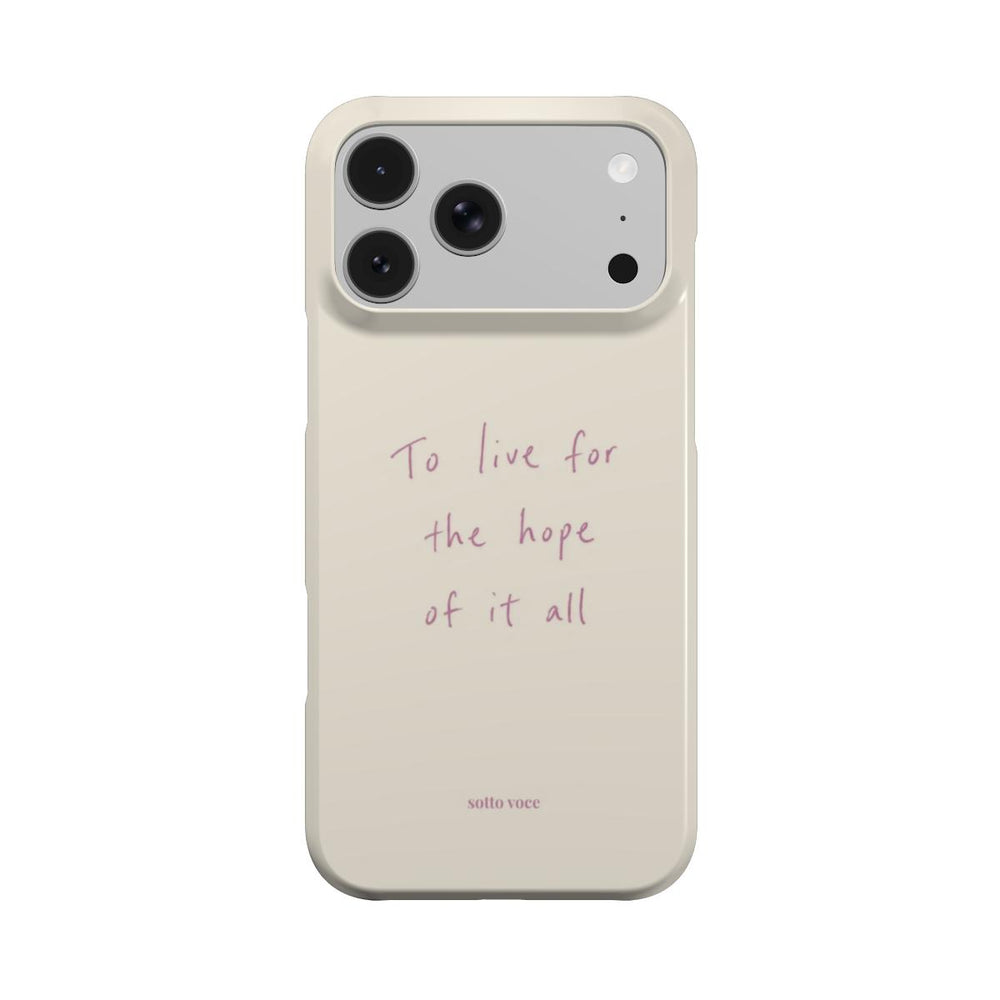 Snap Phone Case - To live (pink on cream)